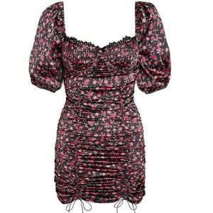 For Love And Lemons Rose Print Mini Corset Dress Romantic Coquette Goth Size XL